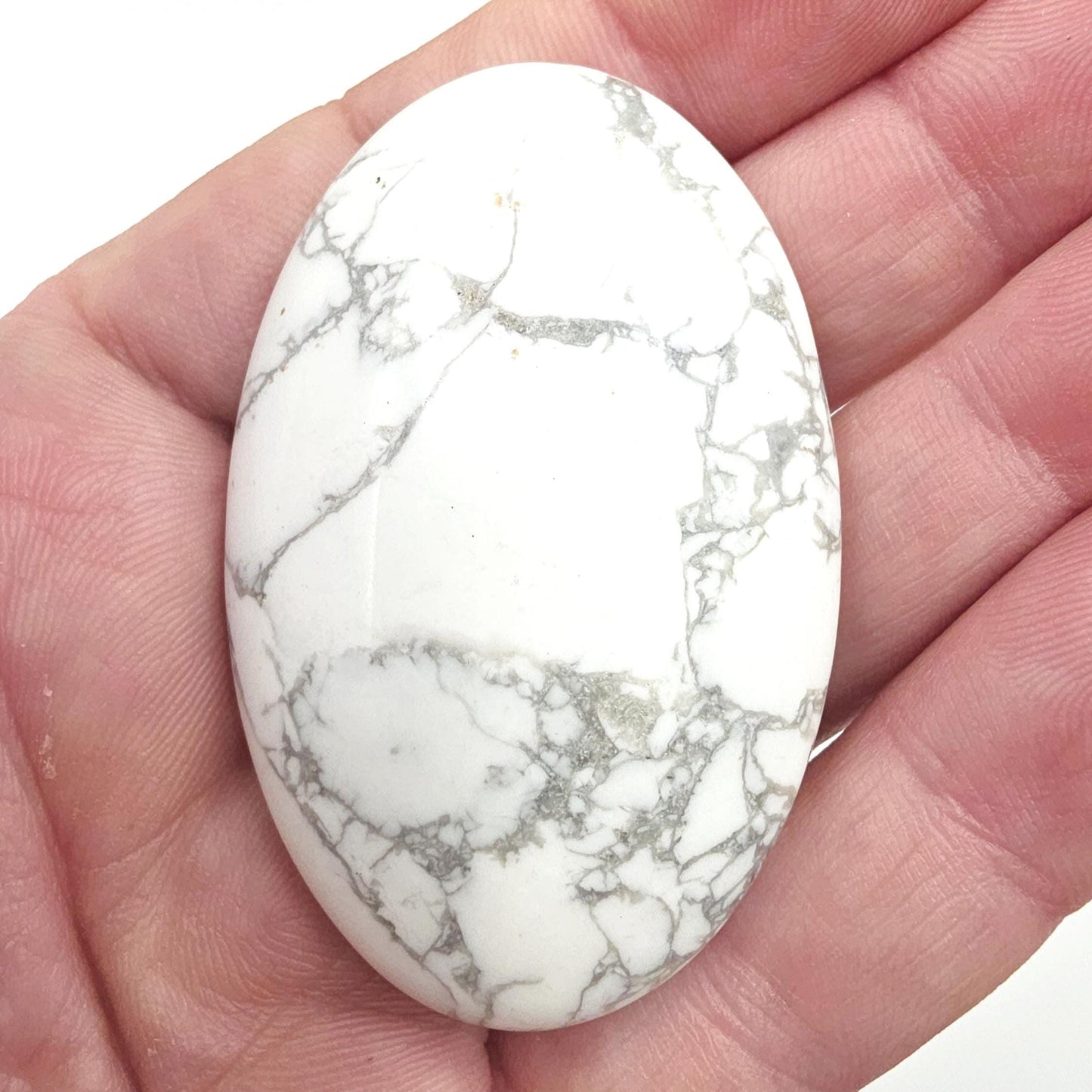 Howlite Palm Stone - Calming, Patience & Peaceful Sleep Healing Crystal, 45g