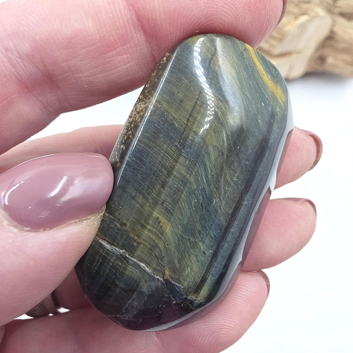 Blue Tiger's Eye Palm Stone - Protection & Intuition Healing Crystal, 50g