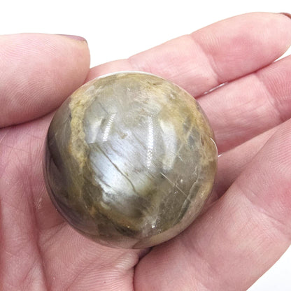 Black Moonstone & Sunstone Sphere – Protection, Joy and Root and Sacral Chakra Crystal, 36mm