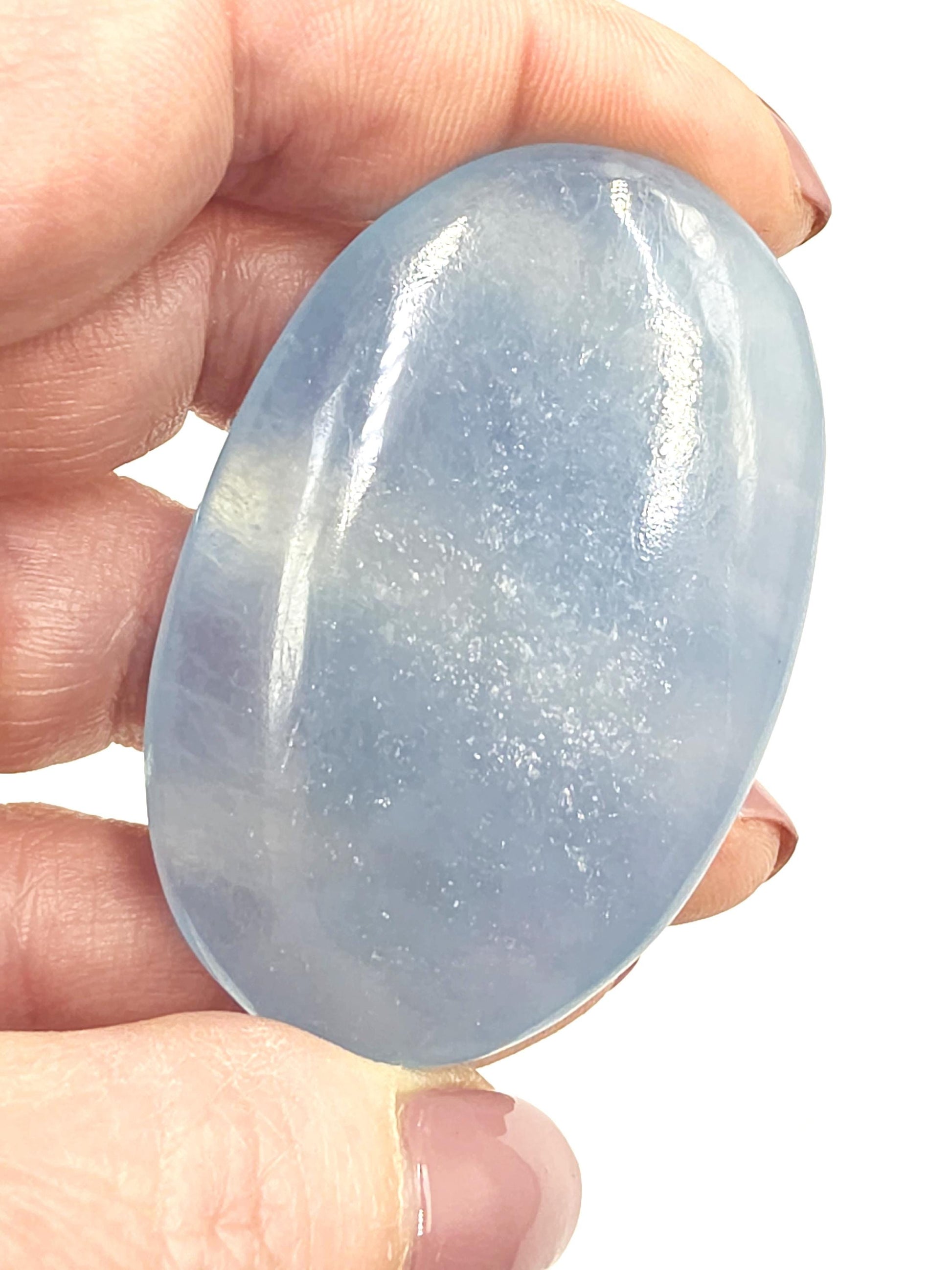 High Grade Aquamarine Palm Stone – Calm, Courage & Emotional Clarity Crystal, 45g