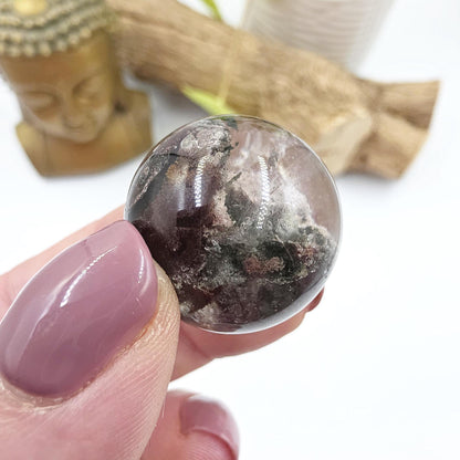 High Grade Garden Quartz (Lodolite) Sphere – Manifestation, Earth Wisdom & Rainbow Energy Crystal, 25mm