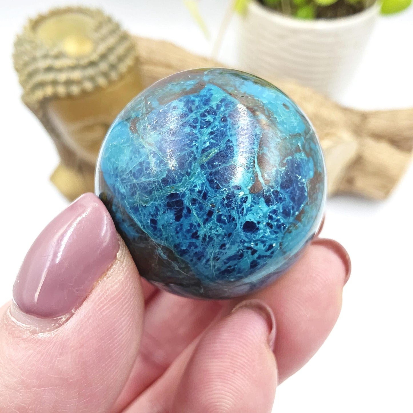 Phoenix Turquoise Sphere – Transformation, Strength & Heart Chakra Energy Crystal, 35mm