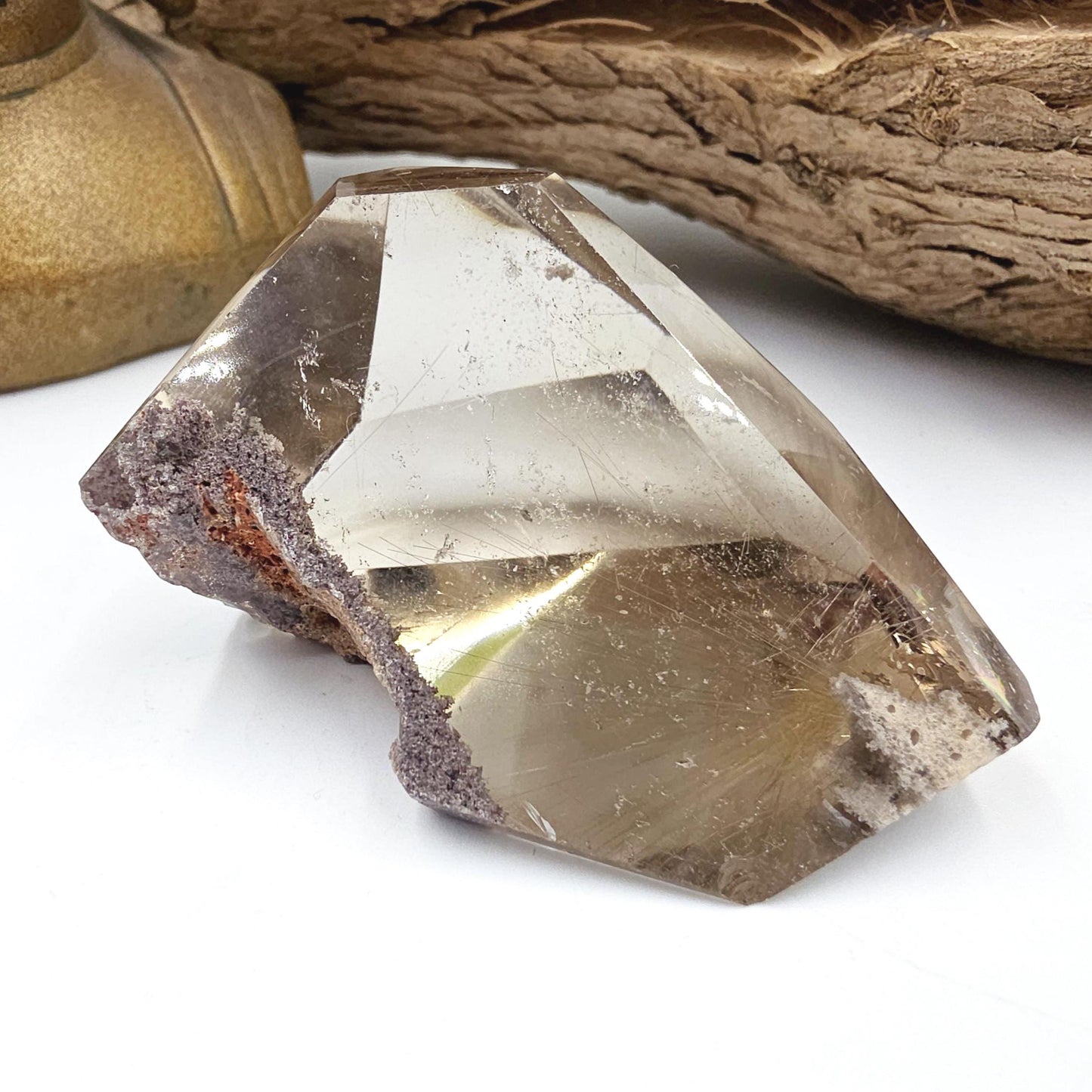 Golden Rutile & Garden Quartz (Lodolite) Freeform – Manifestation, Clarity and Energy Amplification Crystal, 140g