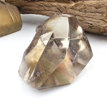 Golden Rutile & Garden Quartz (Lodolite) Freeform – Manifestation, Clarity and Energy Amplification Crystal, 140g