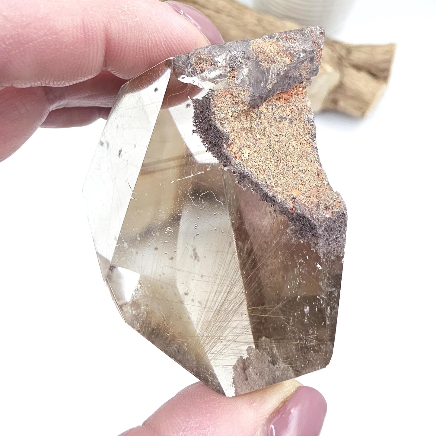 Golden Rutile & Garden Quartz (Lodolite) Freeform – Manifestation, Clarity and Energy Amplification Crystal, 140g