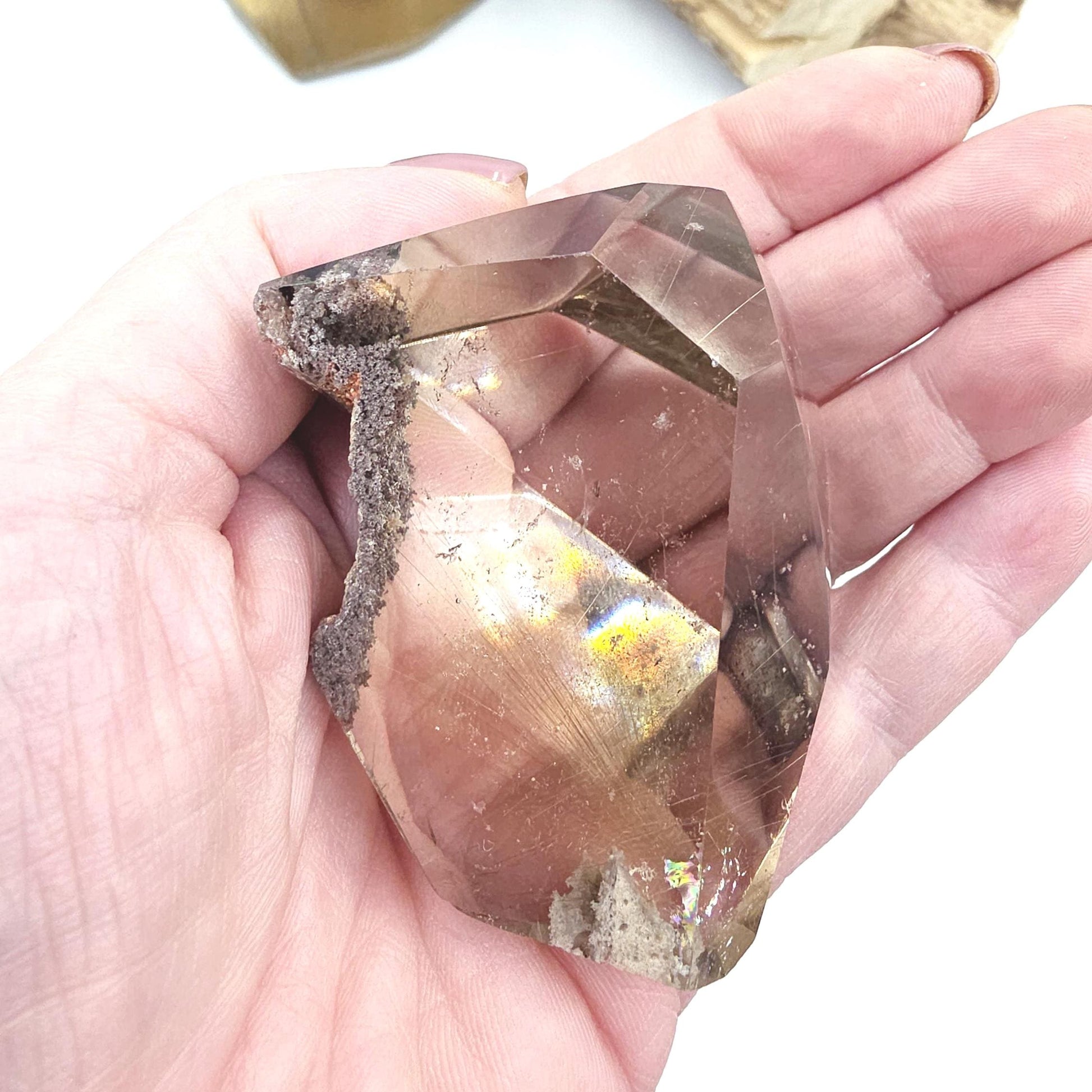Golden Rutile & Garden Quartz (Lodolite) Freeform – Manifestation, Clarity and Energy Amplification Crystal, 140g