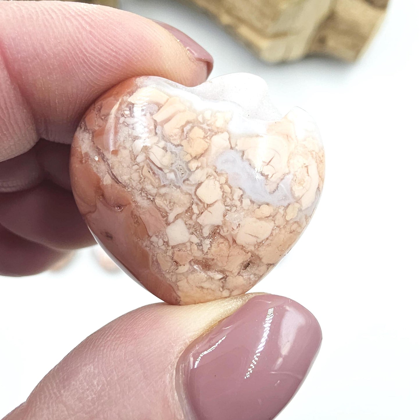 Drusy Pink Agate Hearts – Love, Calm & Heart Chakra Crystal (You Choose Your Favourite), 3cm
