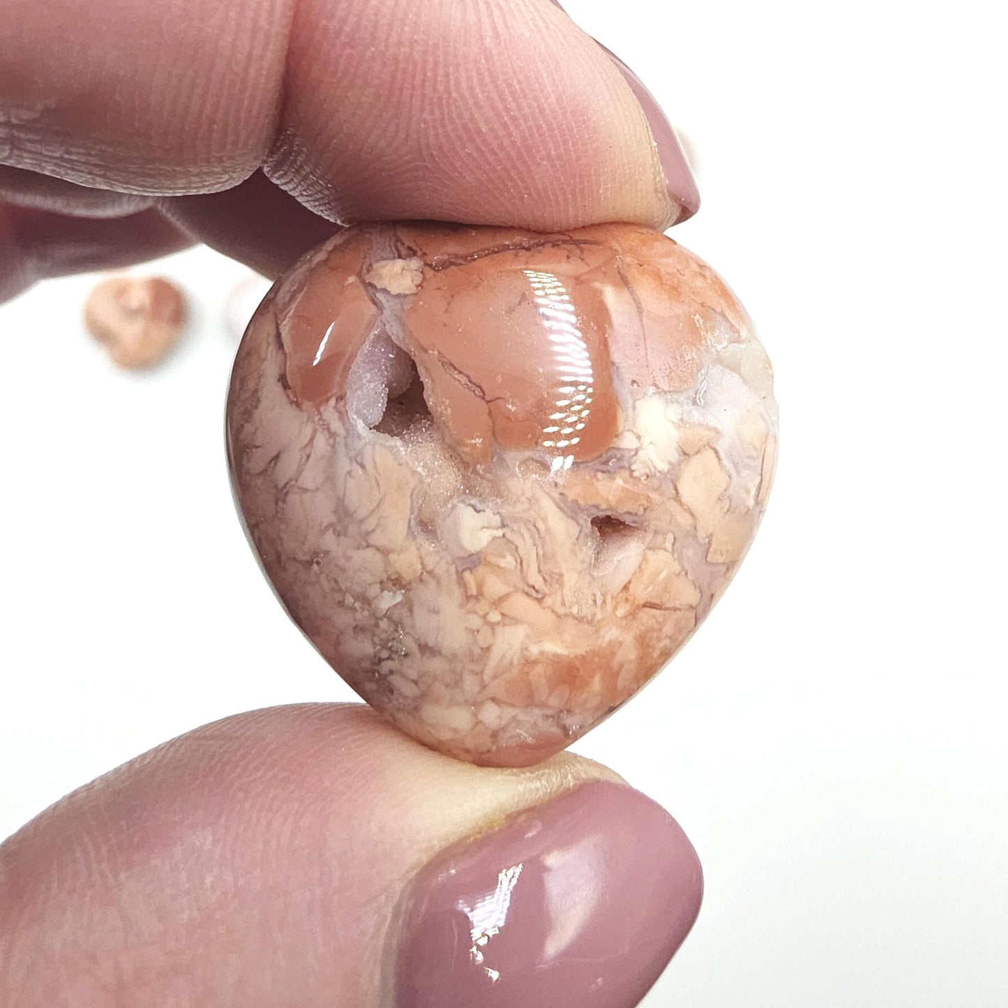 Drusy Pink Agate Hearts – Love, Calm & Heart Chakra Crystal (You Choose Your Favourite), 3cm