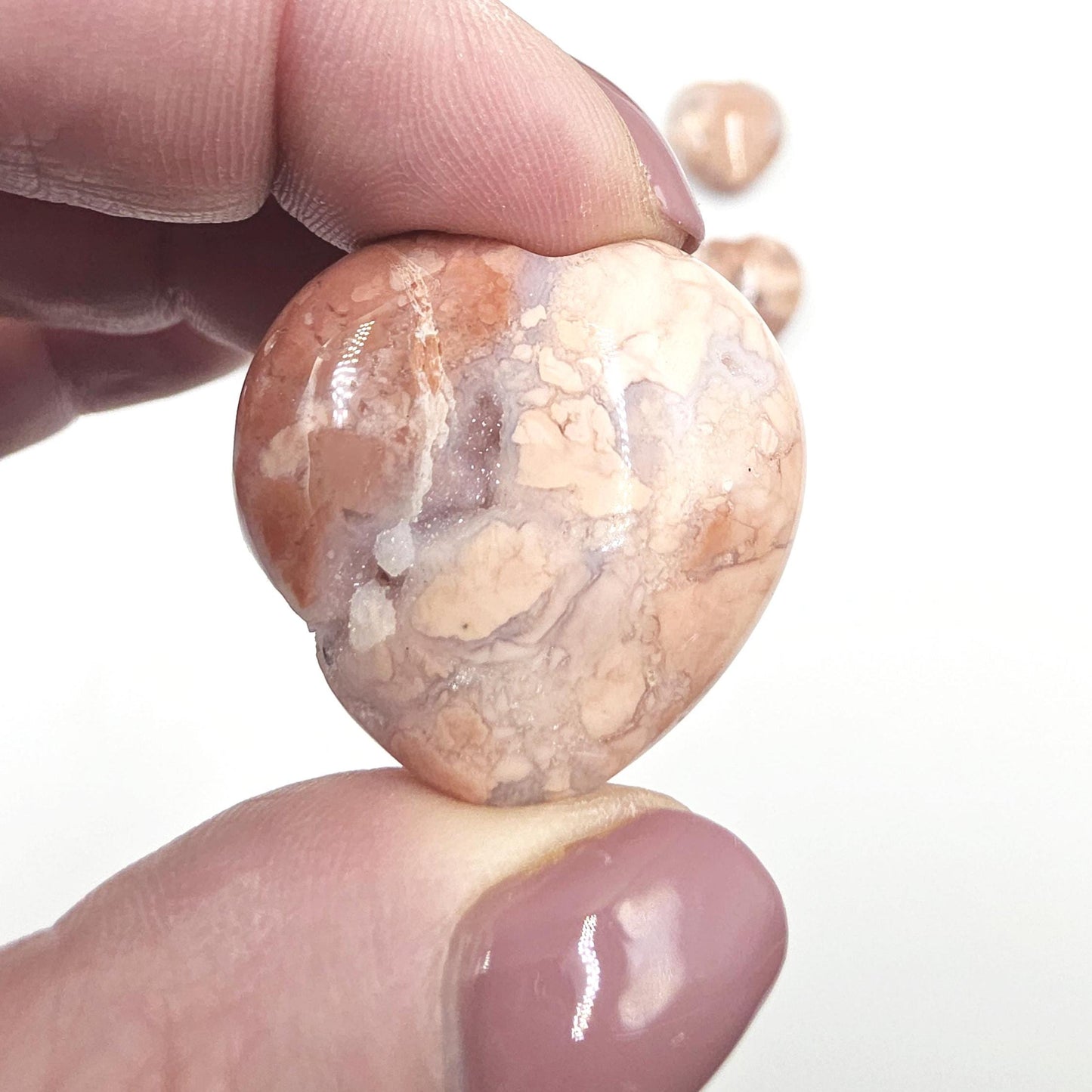 Drusy Pink Agate Hearts – Love, Calm & Heart Chakra Crystal (You Choose Your Favourite), 3cm