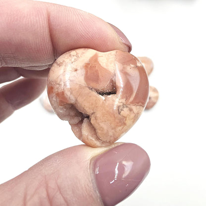 Drusy Pink Agate Hearts – Love, Calm & Heart Chakra Crystal (You Choose Your Favourite), 3cm