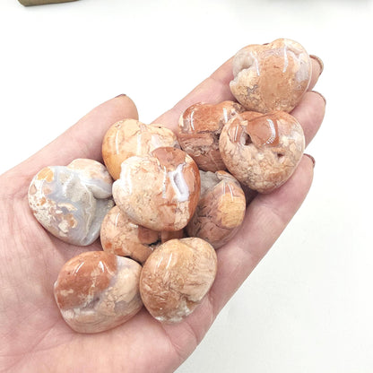 Drusy Pink Agate Hearts – Love, Calm & Heart Chakra Crystal (You Choose Your Favourite), 3cm