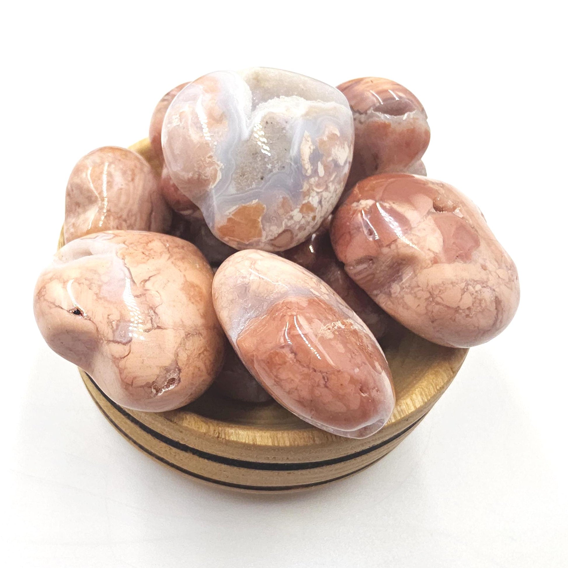 Drusy Pink Agate Hearts – Love, Calm & Heart Chakra Crystal (You Choose Your Favourite), 3cm