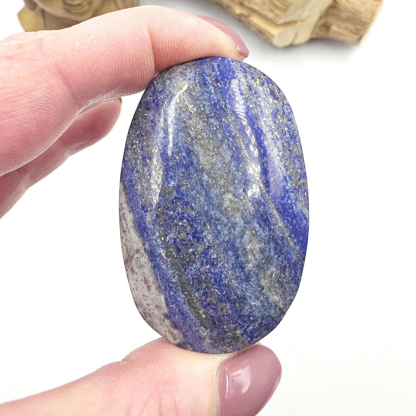 Lapis Lazuli Palm Stone - Wisdom & Truth Third Eye Chakra Crystal - 105g