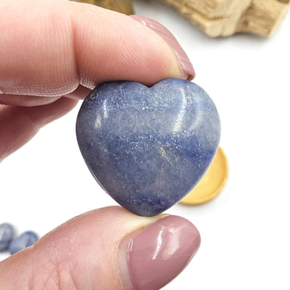 Blue Aventurine Crystal Hearts – Calm, Confidence & Emotional Balance Crystal, 30mm