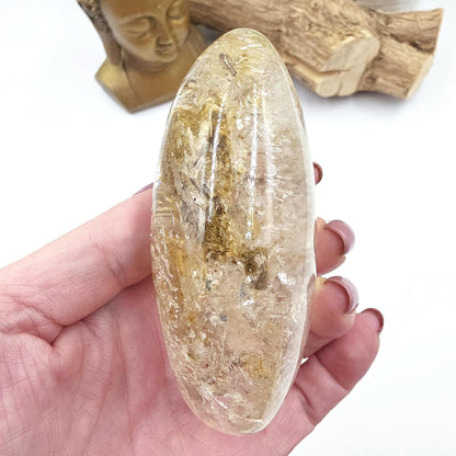 High Grade Large Flashy Skeletal Quartz Palm Stone – Transformation & Spiritual Clarity Crystal, 410g
