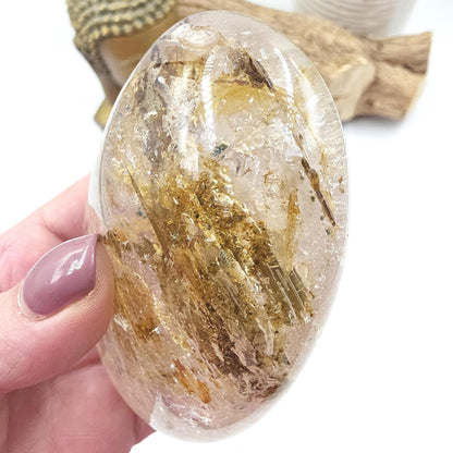 High Grade Large Flashy Skeletal Quartz Palm Stone – Transformation & Spiritual Clarity Crystal, 410g