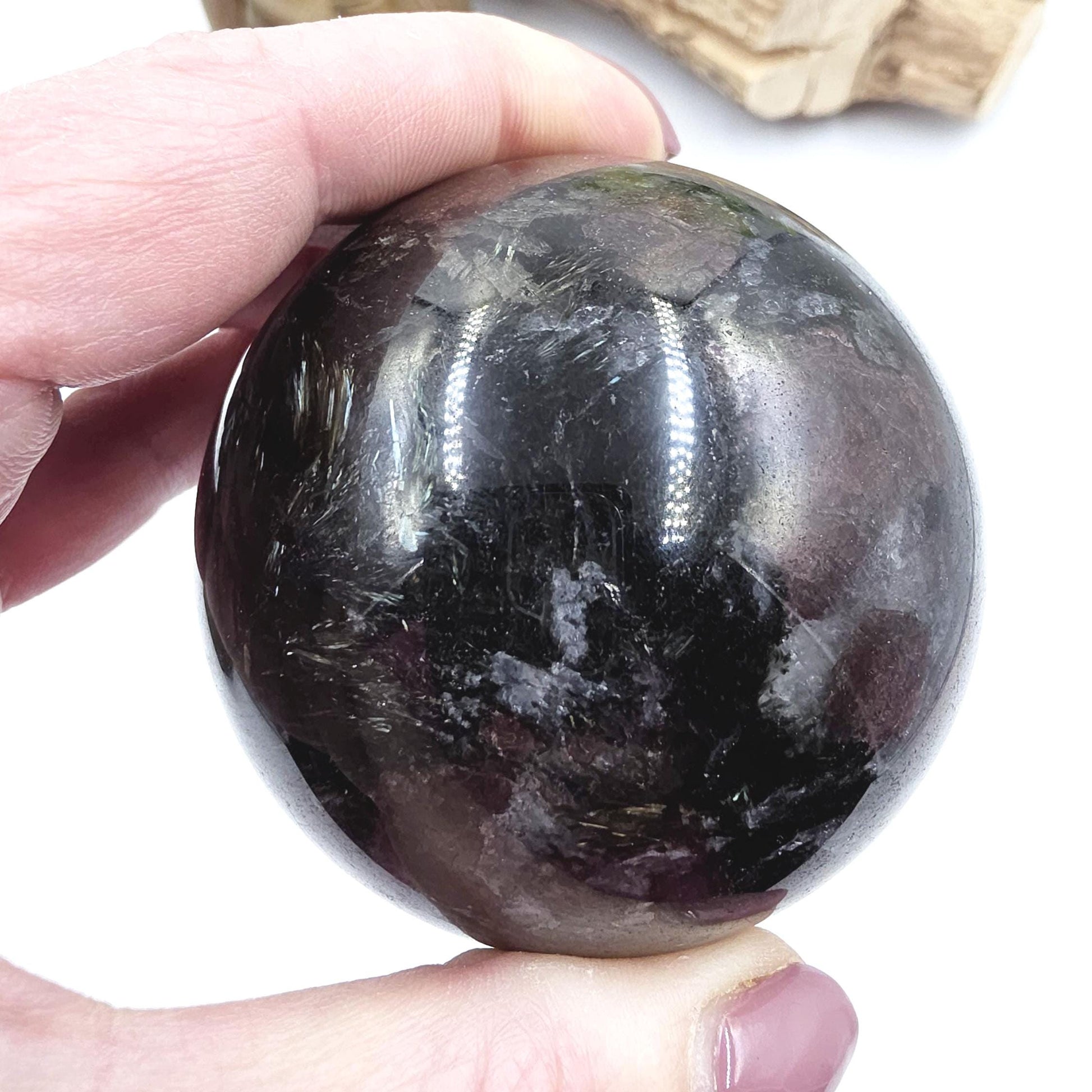 Flashy Astrophyllite & Garnet Sphere – Transformation, Strength and Spiritual Growth Crystal, 68mm
