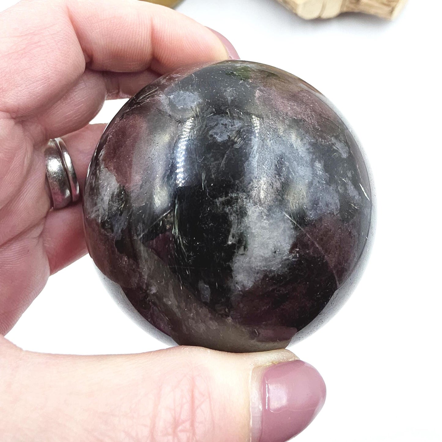 Flashy Astrophyllite & Garnet Sphere – Transformation, Strength and Spiritual Growth Crystal, 68mm