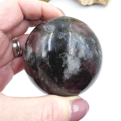Flashy Astrophyllite & Garnet Sphere – Transformation, Strength and Spiritual Growth Crystal, 68mm