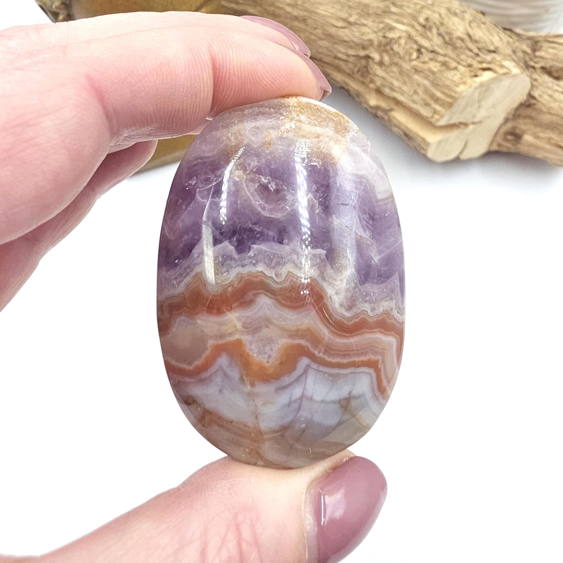 Amethyst Agate Palm Stone – Calm, Protection & Spiritual Healing Crystal, 85g