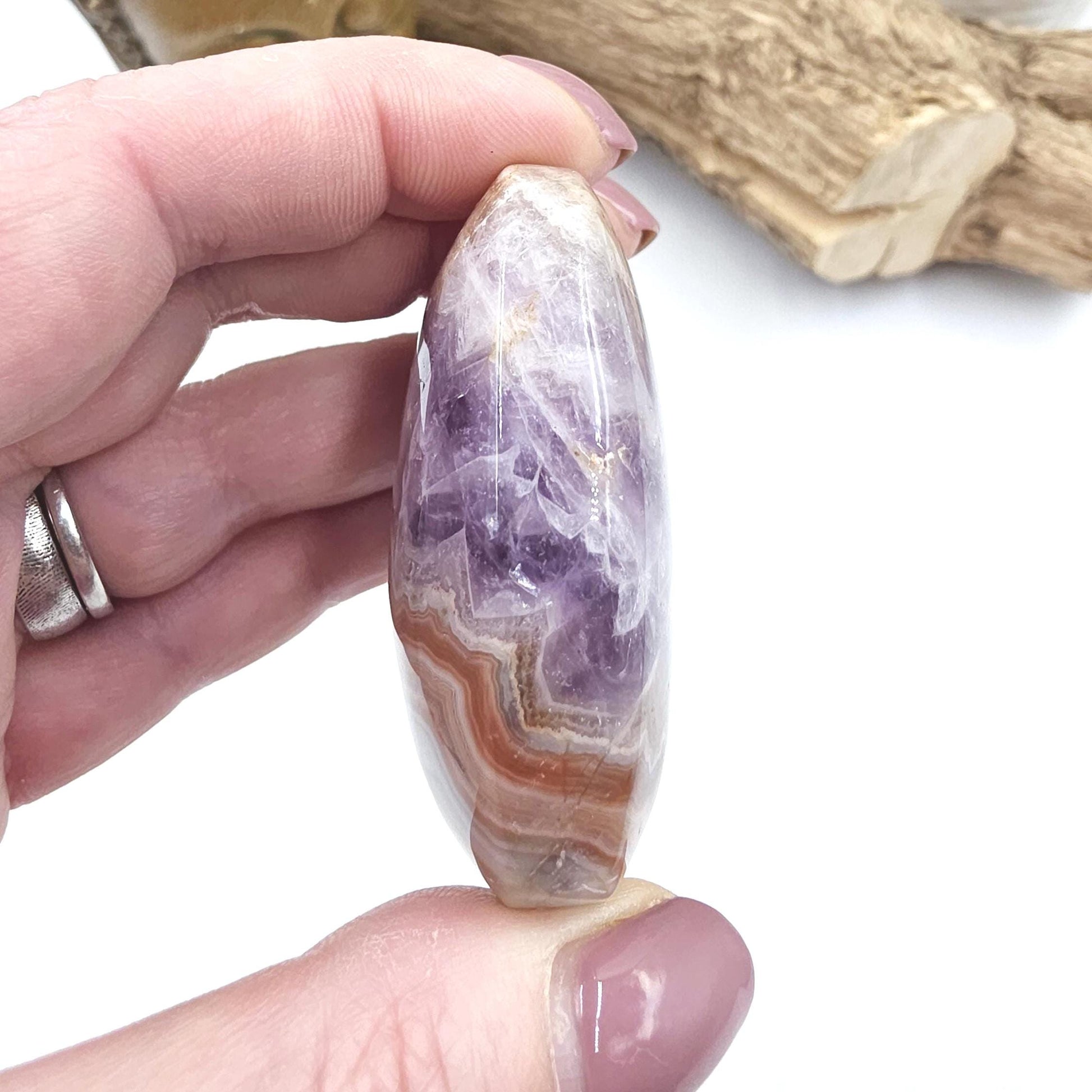 Amethyst Agate Palm Stone – Calm, Protection & Spiritual Healing Crystal, 85g