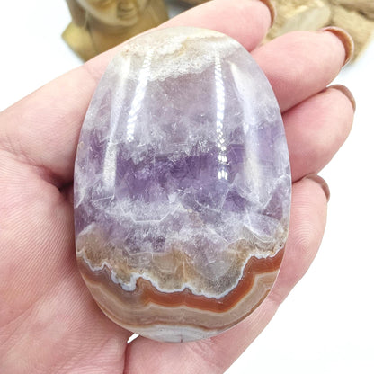 Amethyst Agate Palm Stone – Calm, Protection & Spiritual Healing Crystal, 85g