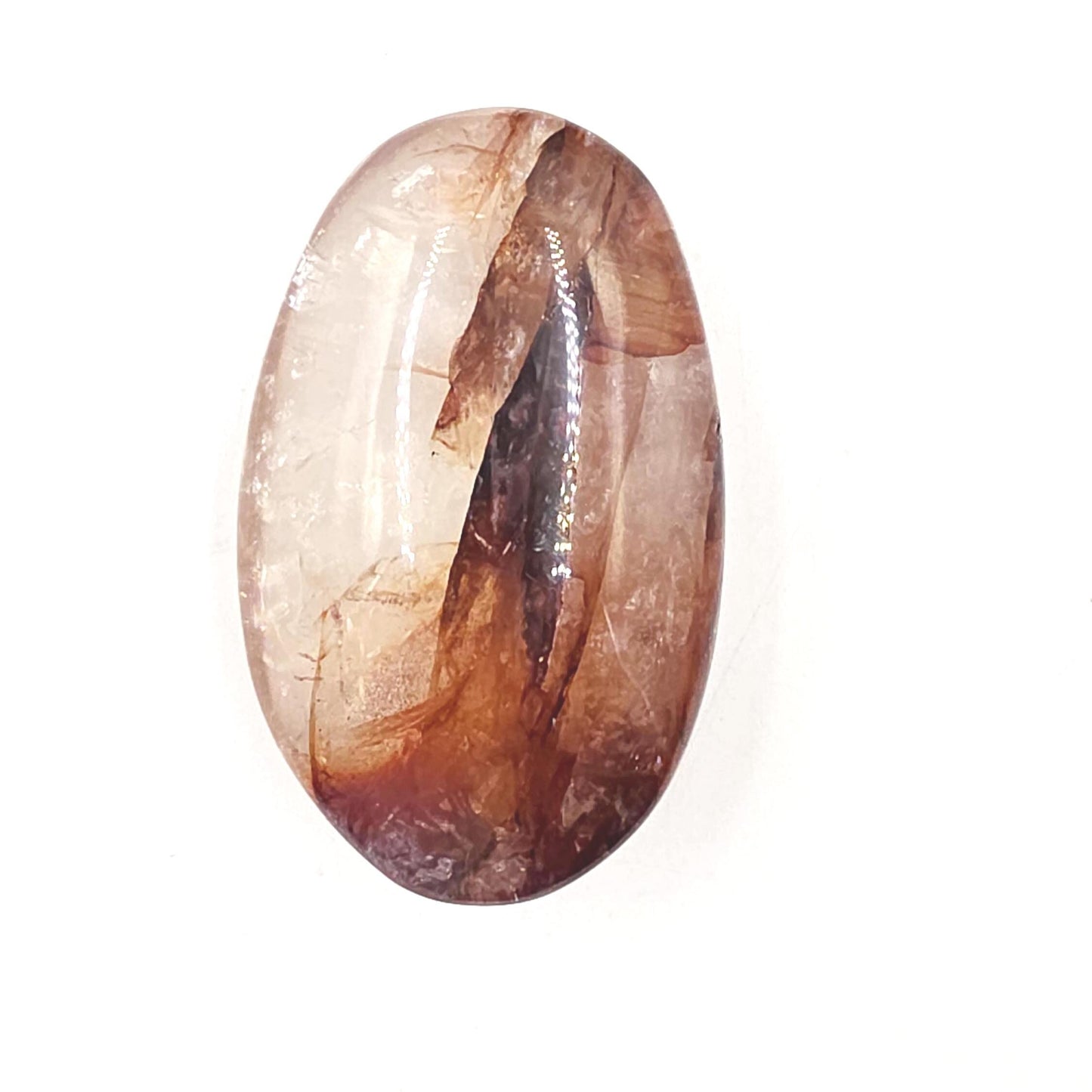 Sparkly Fire Quartz (Hematoid) Palm Stone with Rainbows – Confidence & Healing Crystal, 120g