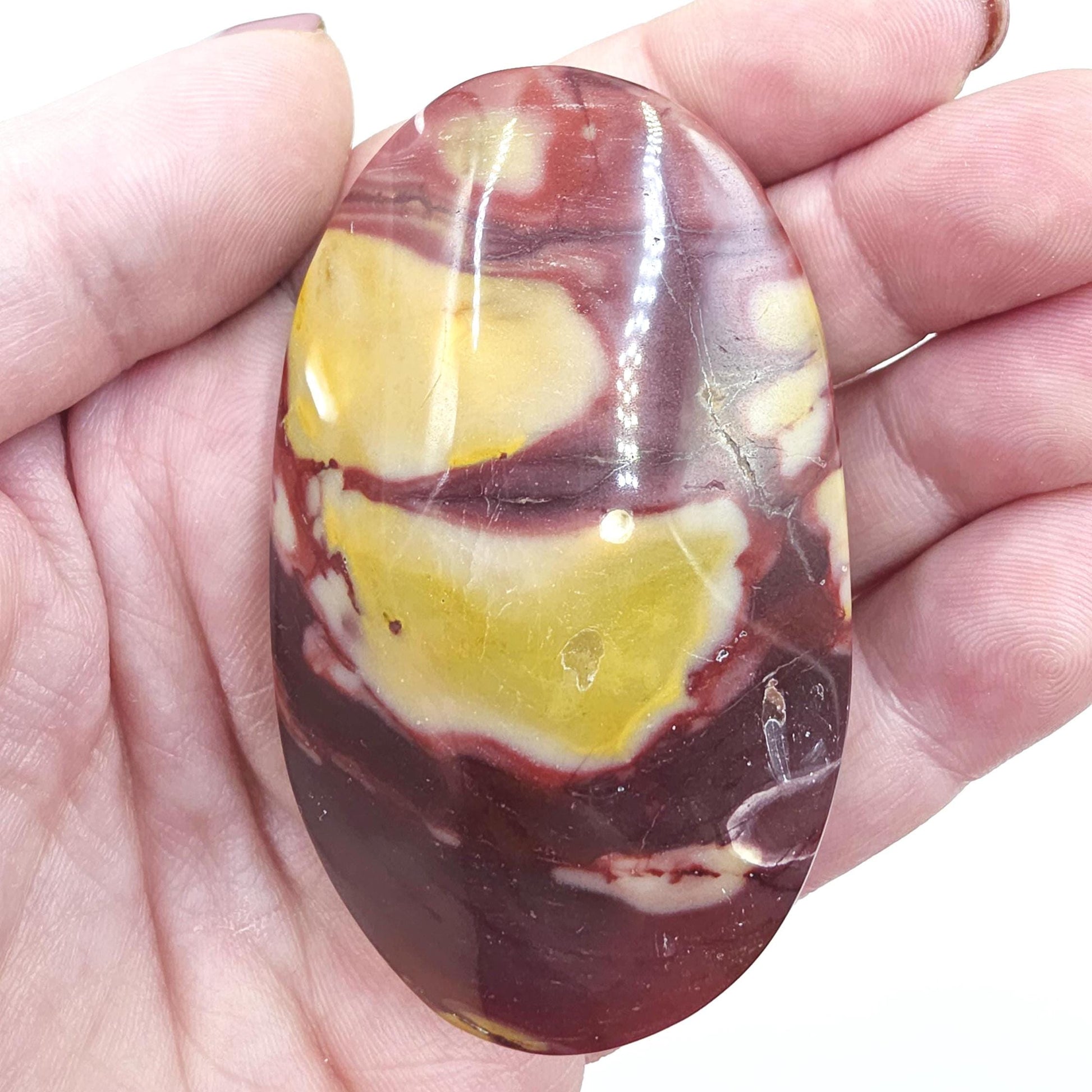 Mookaite Jasper Palm Stone – Strength, Grounding & Emotional Balance Crystal, 115g