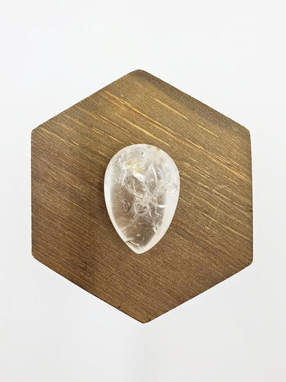 High Grade Enhydro Quartz Teardrop Palm Stone – 2 Moving Water Bubbles, Natural Rainbows & Amplifying Energy Crystal, 20g