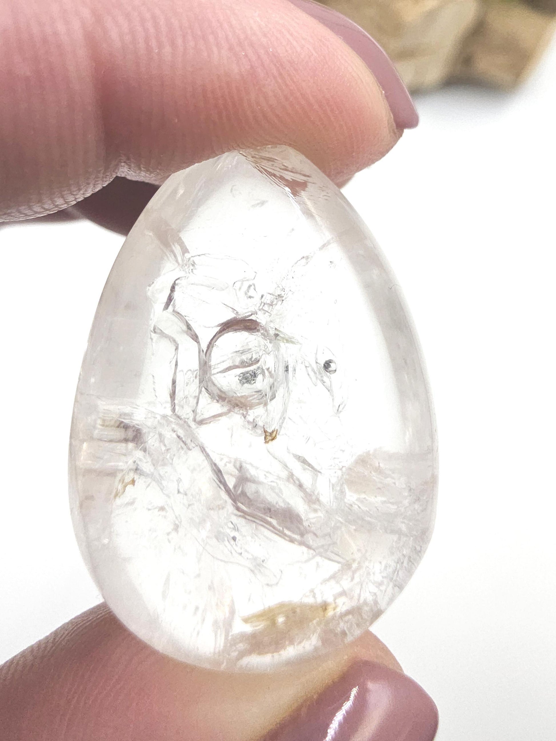High Grade Enhydro Quartz Teardrop Palm Stone – 2 Moving Water Bubbles, Natural Rainbows & Amplifying Energy Crystal, 20g