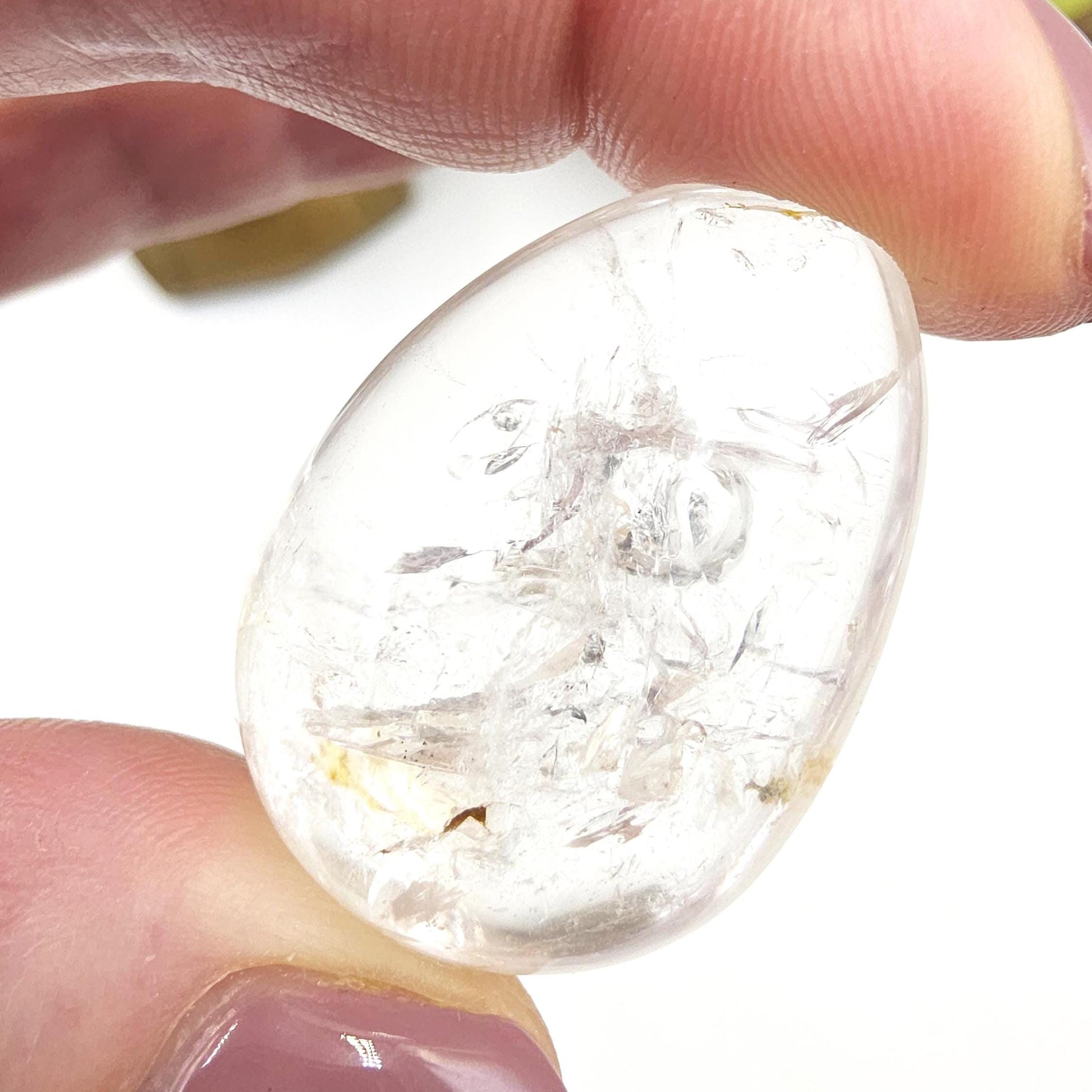 High Grade Enhydro Quartz Teardrop Palm Stone – 2 Moving Water Bubbles, Natural Rainbows & Amplifying Energy Crystal, 20g