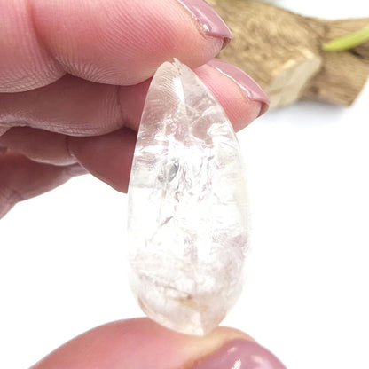High Grade Enhydro Quartz Teardrop Palm Stone – 2 Moving Water Bubbles, Natural Rainbows & Amplifying Energy Crystal, 20g