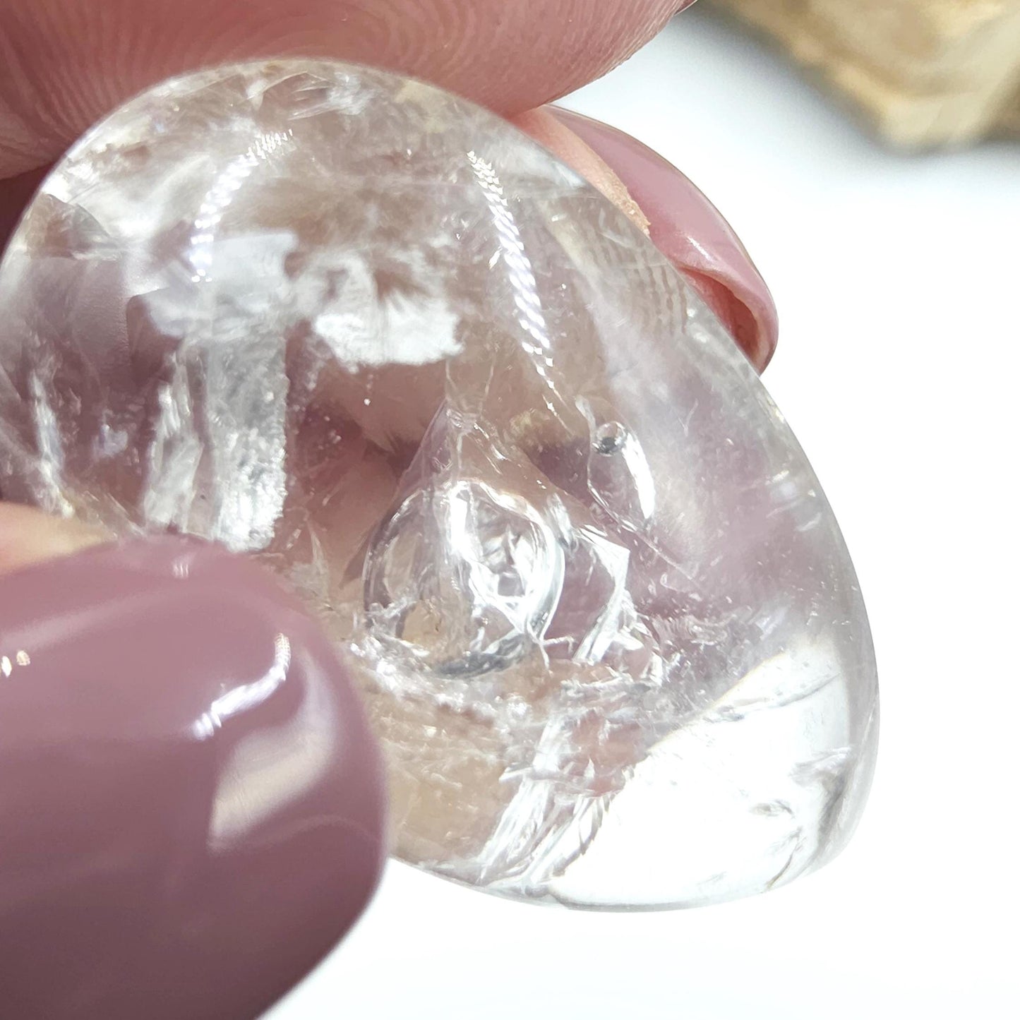 High Grade Enhydro Quartz Teardrop Palm Stone – 2 Moving Water Bubbles, Natural Rainbows & Amplifying Energy Crystal, 20g