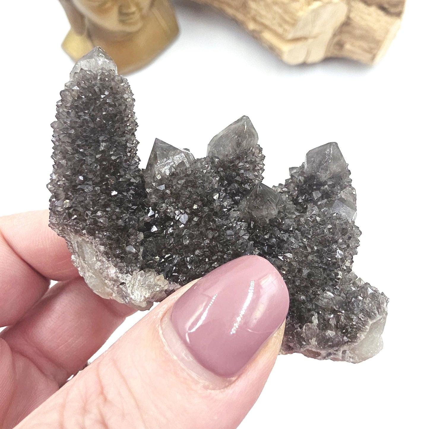 Rare Black Spirit Quartz Cluster Specimen – Protection, Spiritual Growth & High Vibration Crystal, 90g