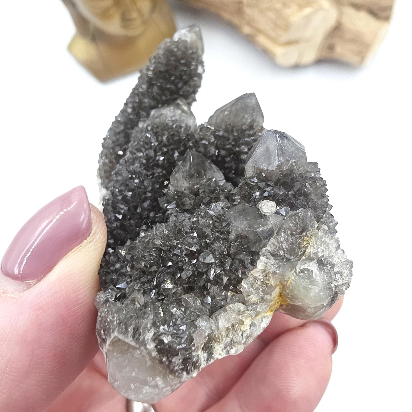 Rare Black Spirit Quartz Cluster Specimen – Protection, Spiritual Growth & High Vibration Crystal, 90g