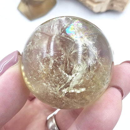 Citrine Sphere with Rainbows – Abundance & Positive Energy Crystal, 43mm