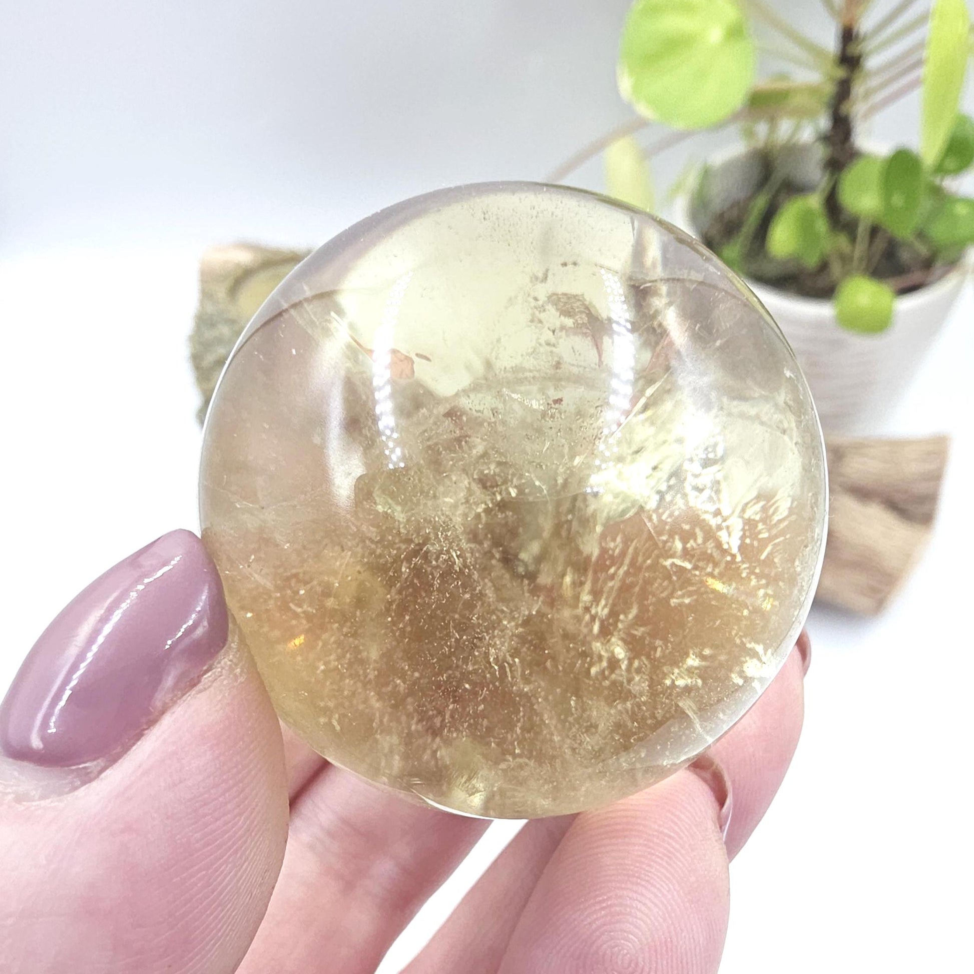 Citrine Sphere with Rainbows – Abundance & Positive Energy Crystal, 43mm