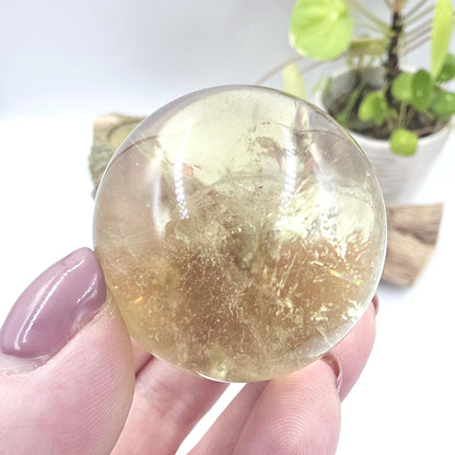 Citrine Sphere with Rainbows – Abundance & Positive Energy Crystal, 43mm
