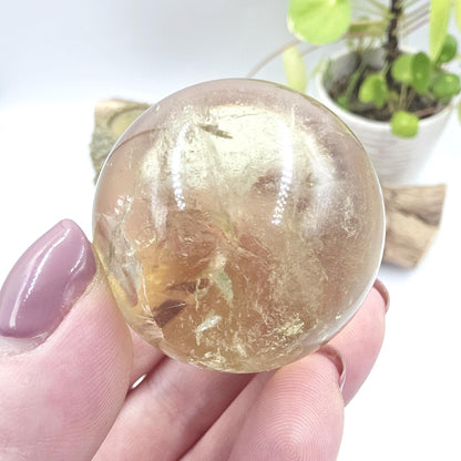 Citrine Sphere with Rainbows – Abundance & Positive Energy Crystal, 43mm
