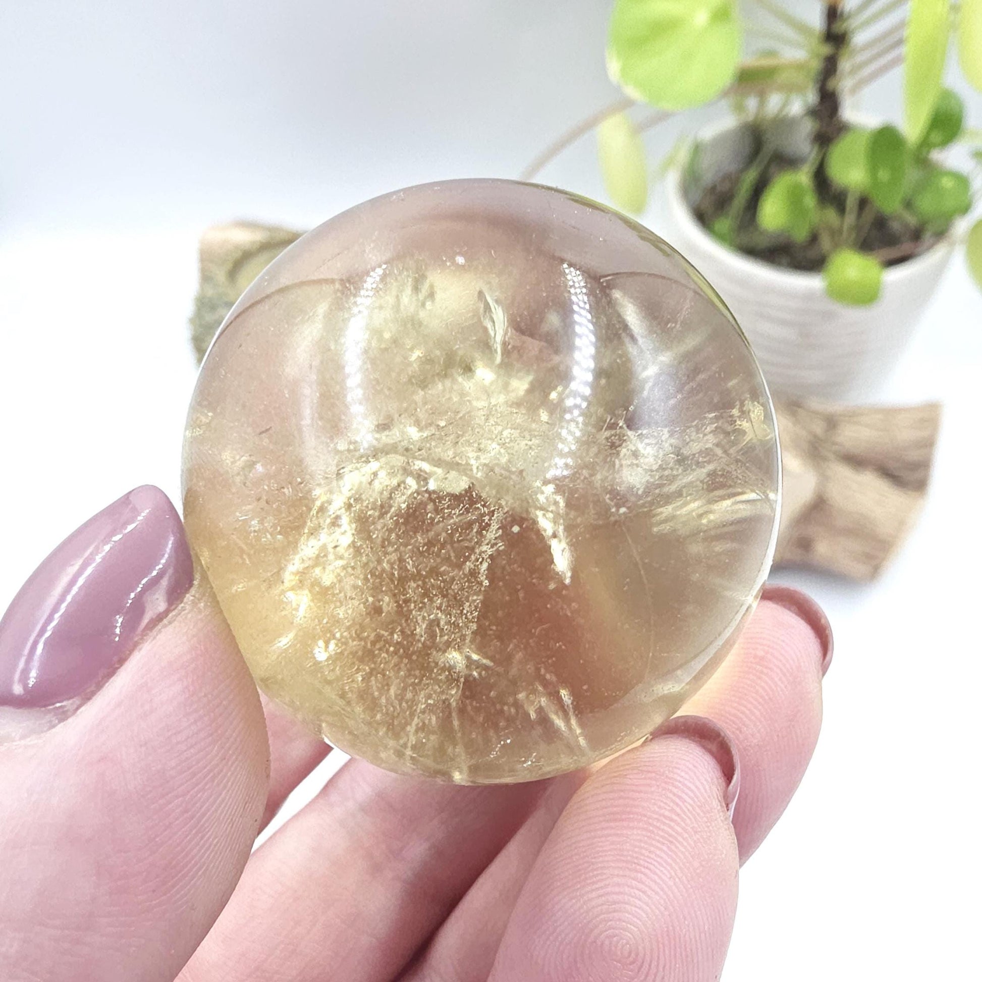 Citrine Sphere with Rainbows – Abundance & Positive Energy Crystal, 43mm