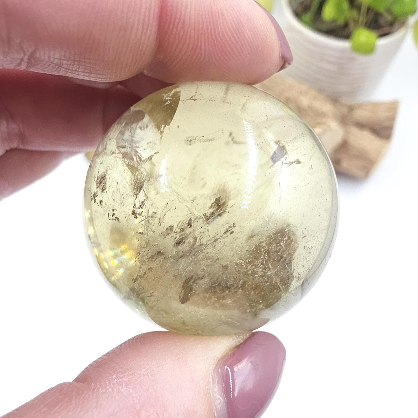 Citrine Sphere with Rainbows – Abundance & Positive Energy Crystal, 43mm
