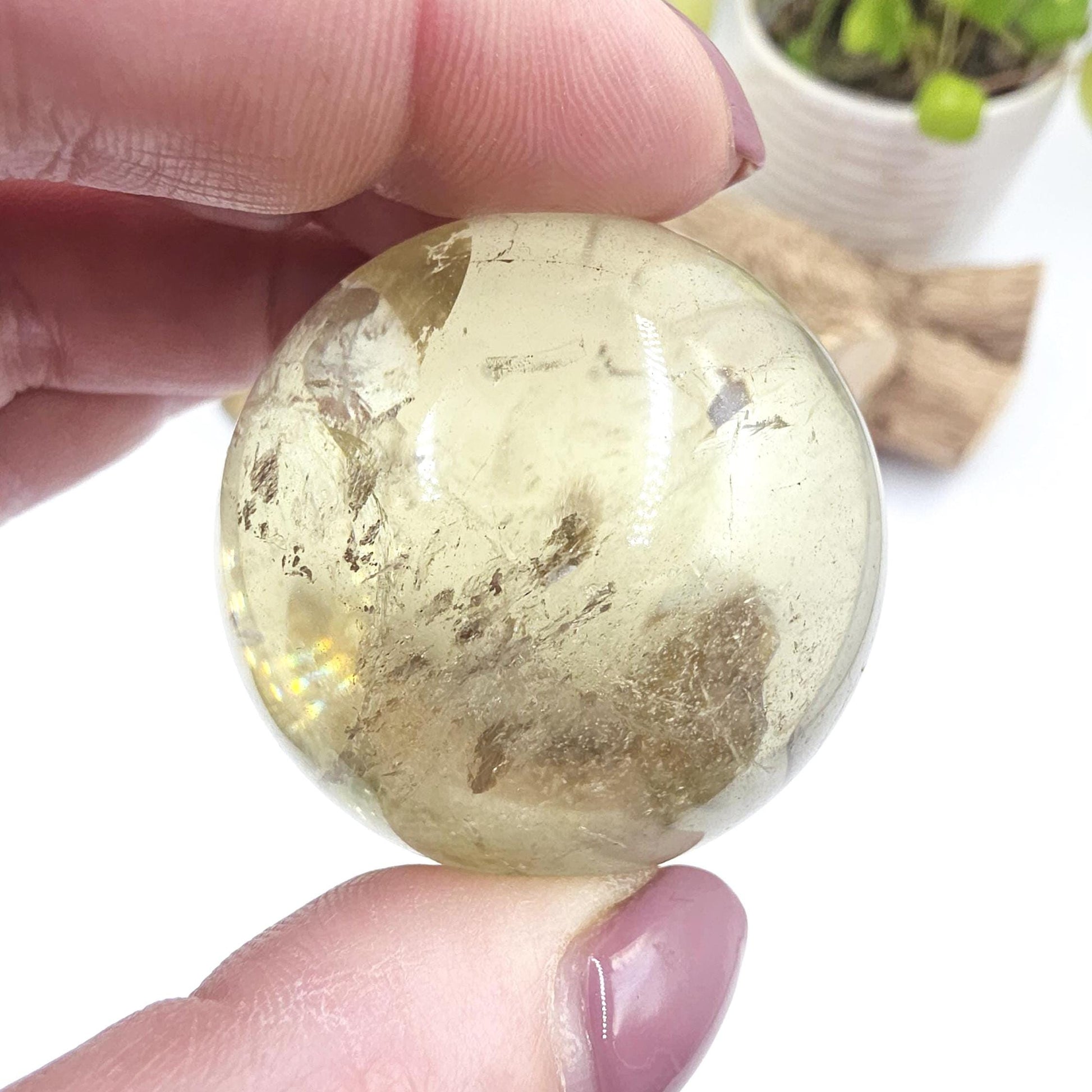 Citrine Sphere with Rainbows – Abundance & Positive Energy Crystal, 43mm