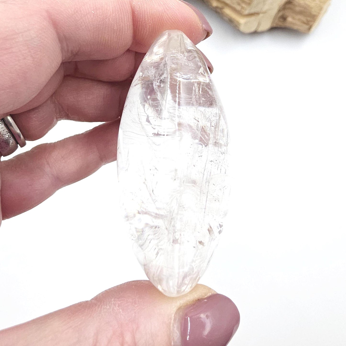 Clear Quartz Palm Stone – Clarity, Energy Amplification & Healing Crystal, 105g