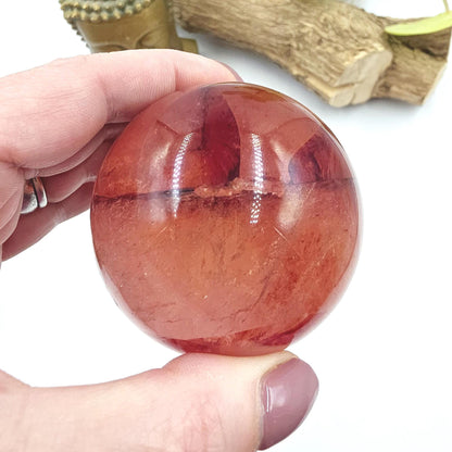 Madagascan Fire Quartz (Hematoid) Sphere – Strength, Grounding & Energy Amplification Crystal, 63mm
