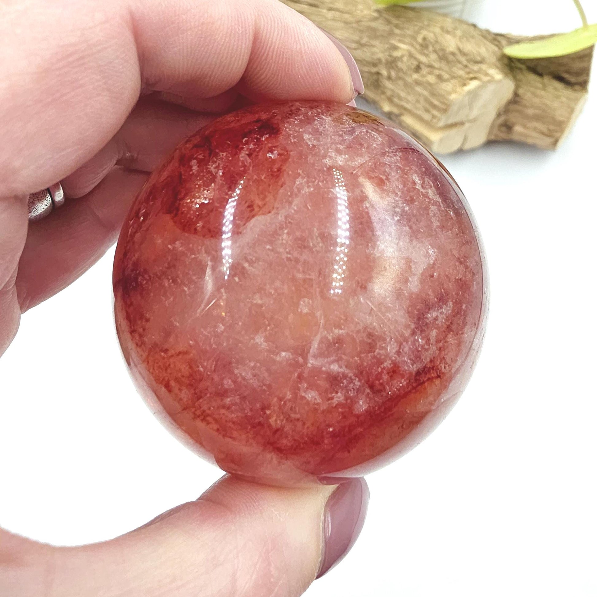 Madagascan Fire Quartz (Hematoid) Sphere – Strength, Grounding & Energy Amplification Crystal, 63mm