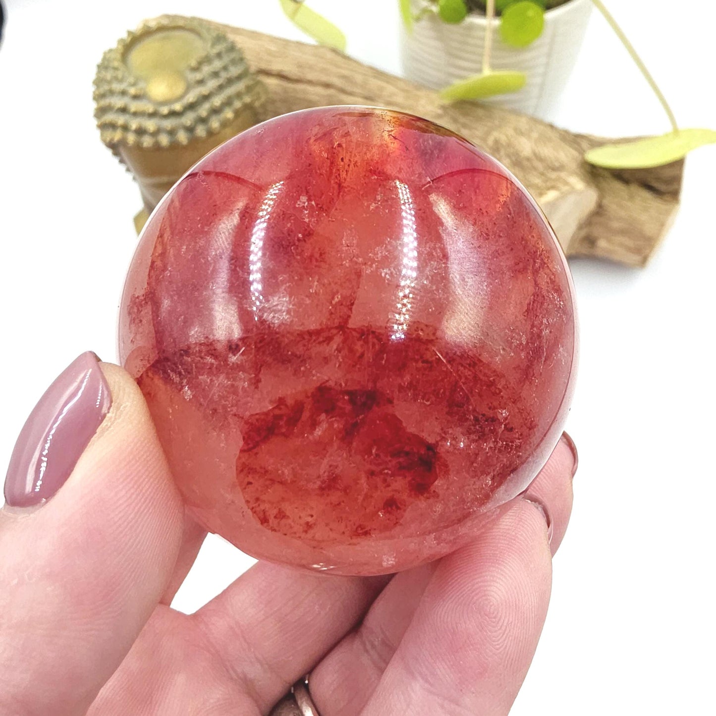 Madagascan Fire Quartz (Hematoid) Sphere – Strength, Grounding & Energy Amplification Crystal, 63mm