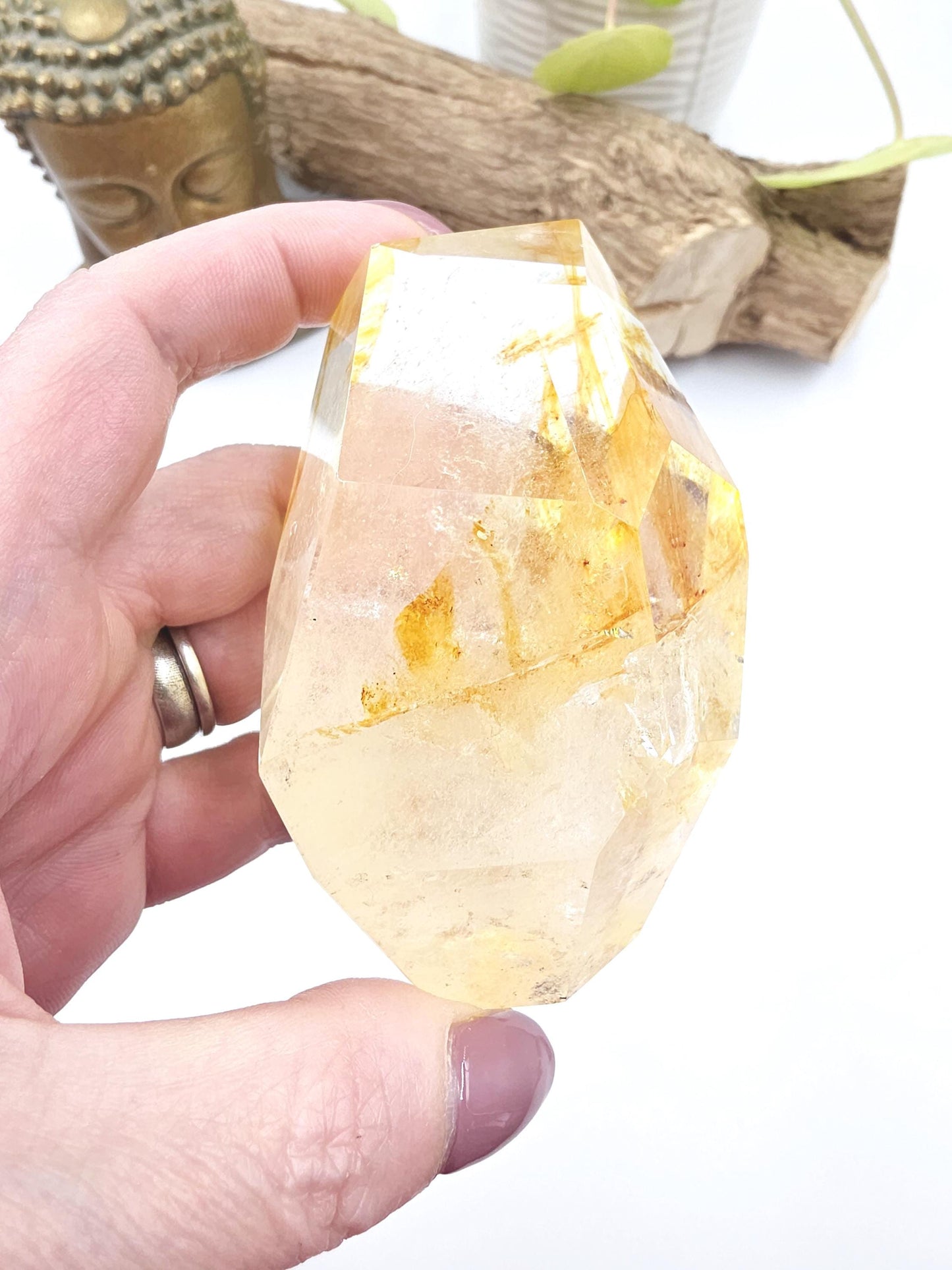 Madagascan Golden Healer Freeform with rainbow flashes – Deep Healing, Energy Amplification & Spiritual Balance Crystal, 320g