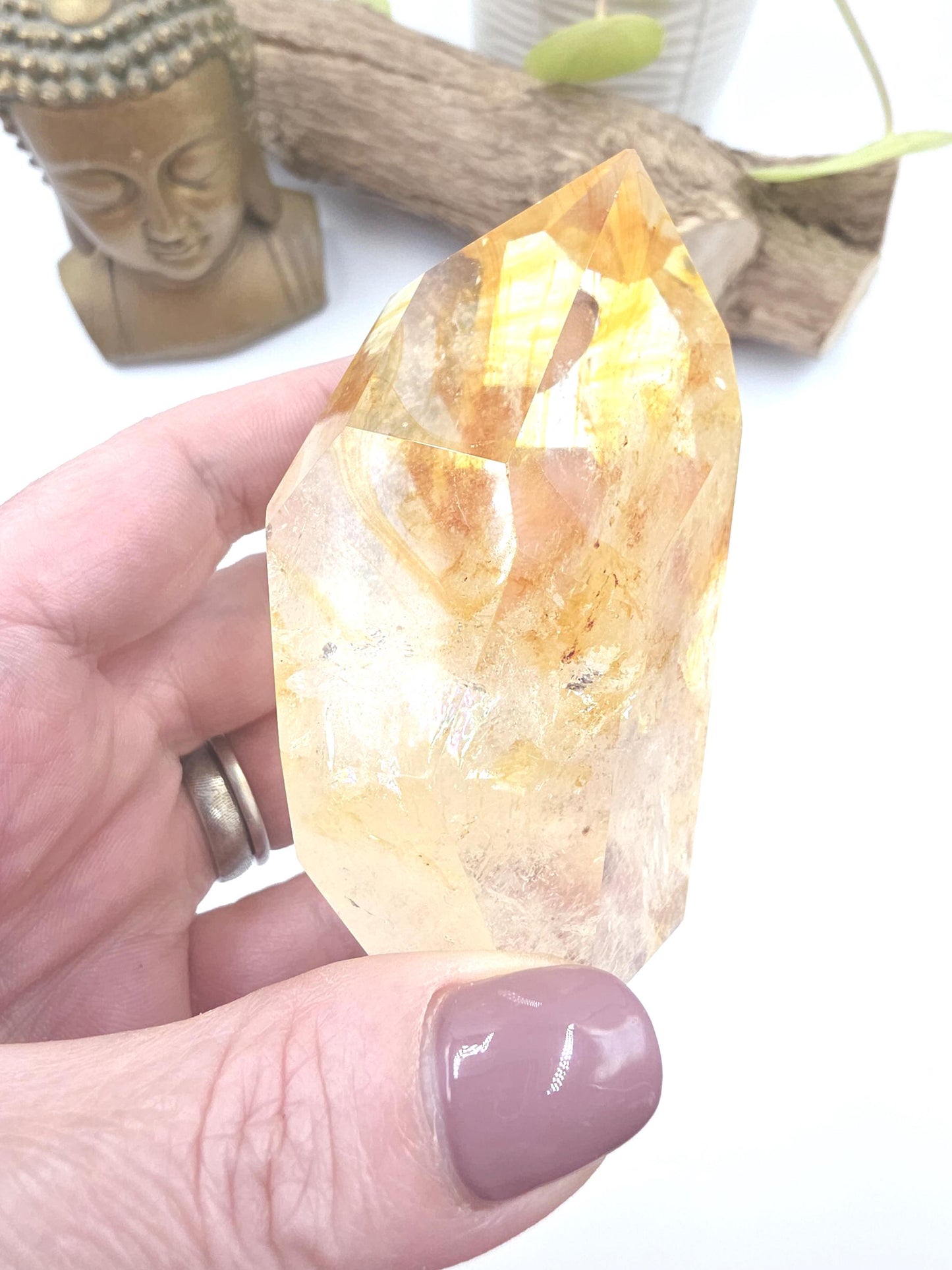 Madagascan Golden Healer Freeform with rainbow flashes – Deep Healing, Energy Amplification & Spiritual Balance Crystal, 320g