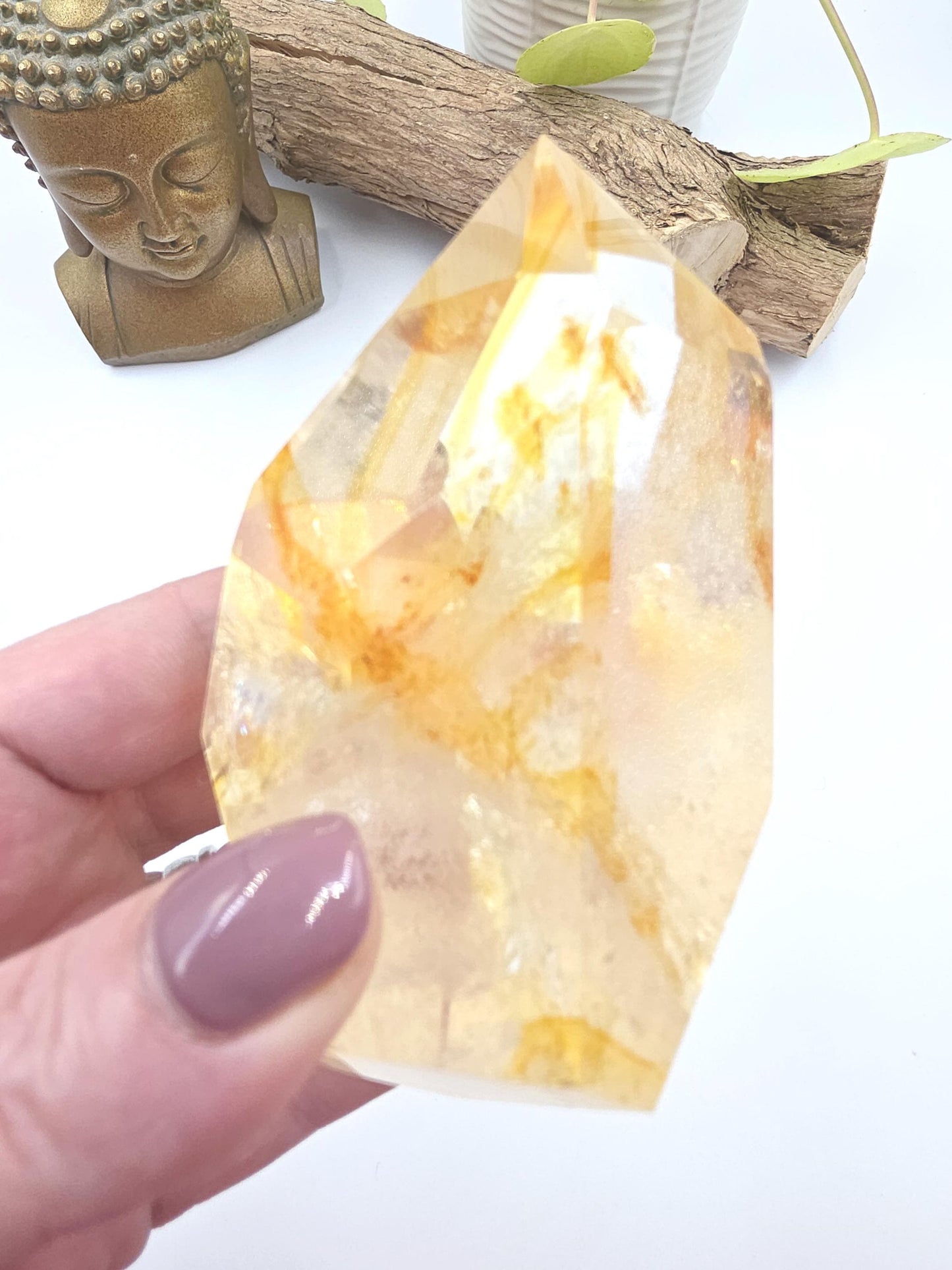 Madagascan Golden Healer Freeform with rainbow flashes – Deep Healing, Energy Amplification & Spiritual Balance Crystal, 320g
