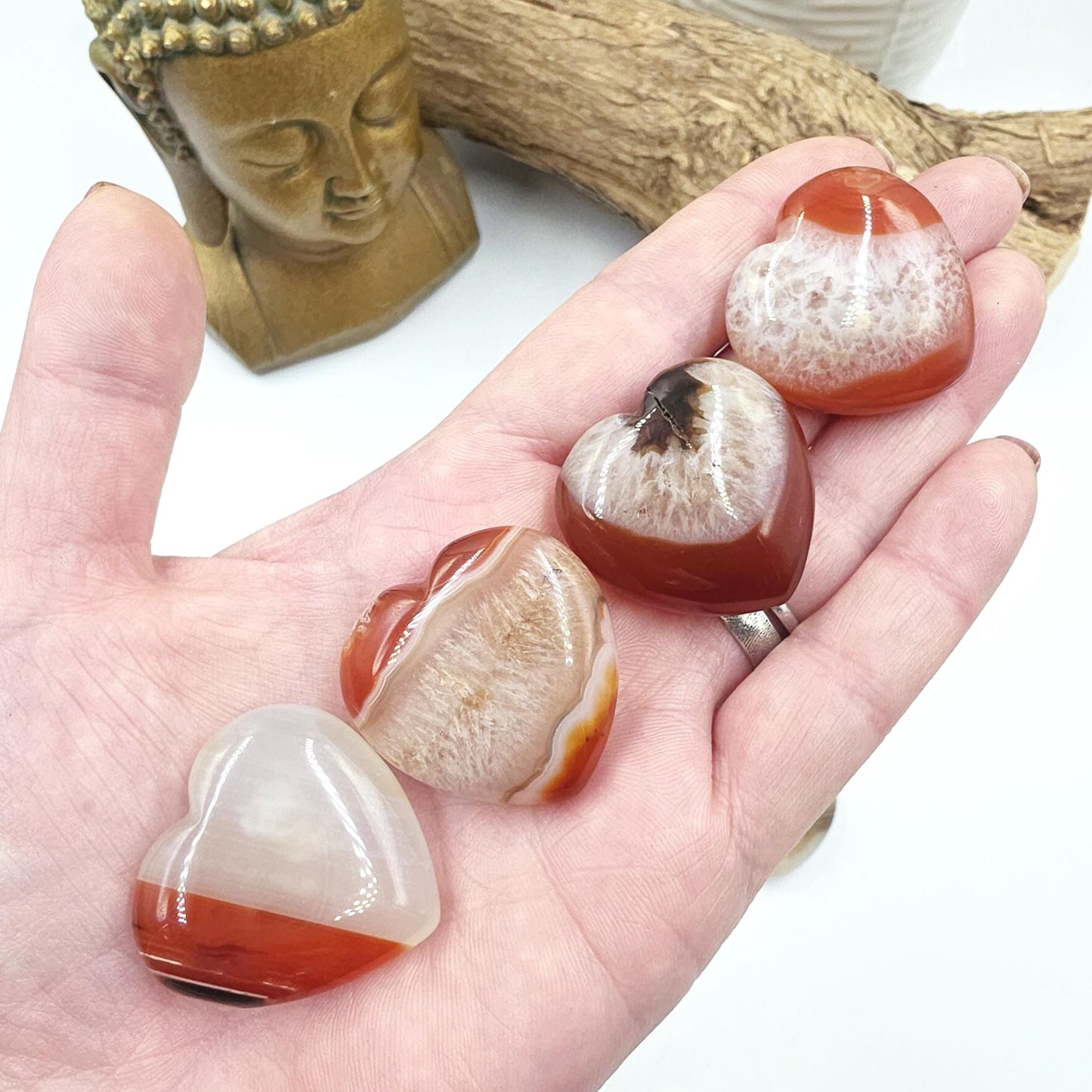 Drusy Carnelian Crystal Hearts – Confidence, Passion & Positive Energy Crystal, 3-4cm